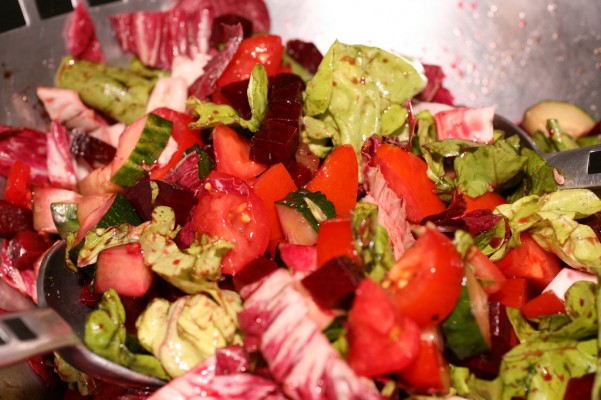 Salade verte et rouge